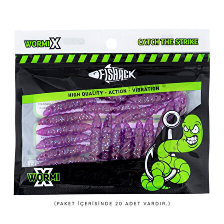 Silikon Kurt Yem - Fishack - 35mm - Sarımsak Kokulu - 20 Adet - Purple - UV - Trout Bait