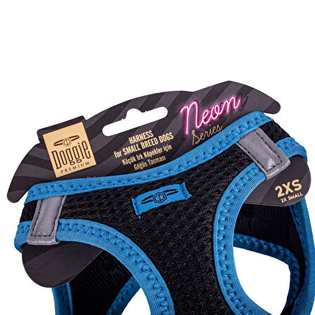 Doggie Havalı Dokuma Neon Küçük Irk Göğüs Tasması Mavi 26-30 cm (ANG-2XS)