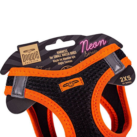 Doggie Havalı Dokuma Neon Küçük Irk Göğüs Tasması Turuncu 26-30 cm (ANG-2XS)