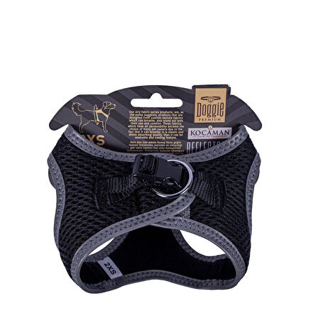 Doggie Havalı Dokuma Reflektörlü Küçük Irk Göğüs Tasması Siyah 26-30 cm(ARG-2XS)