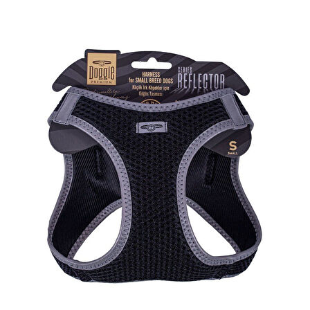 Doggie Havalı Dokuma Reflektörlü Küçük Irk Göğüs Tasması Siyah 32-38 cm (ARG-S)