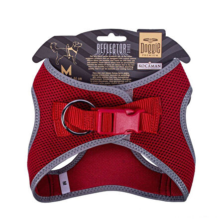 Doggie Havalı Dokuma Reflektörlü Küçük Irk Göğüs Tasması Red 38-44 cm(ARG-M)