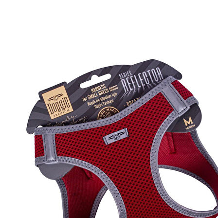 Doggie Havalı Dokuma Reflektörlü Küçük Irk Göğüs Tasması Red 38-44 cm(ARG-M)