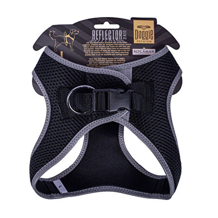 Doggie Havalı Dokuma Reflektörlü Küçük Irk Göğüs Tasması Siyah 42-48 cm (ARG-L)