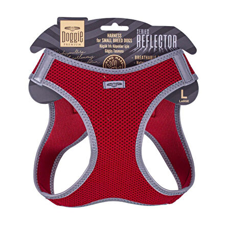 Doggie Havalı Dokuma Reflektörlü Küçük Irk Göğüs Tasması Red 42-48 cm(ARG-L)