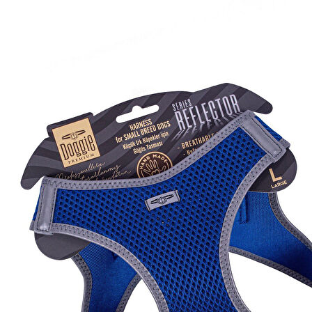 Doggie Havalı Dokuma Reflektörlü Küçük Irk Göğüs Tasması Mavi 42-48 cm (ARG-L)