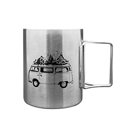 Katlanabilir Saplı Çelik Kupa Bardak - Orcamp - 180 ml - Karavan (OUT-1800)