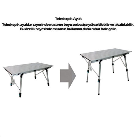 Katlanabilir Alüminyum Kamp Masası - Akordion - Madfox Moonlite -Silver - 546248