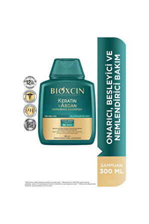 Keratin & Argan Onarıcı Şampuan 300 ml - Yıpranmış ve Hasar Görmüş Saçlar 2 Li Avantaj Paket