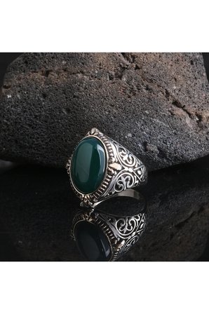 Akik taşlı 925 ayar gümüş erkek yüzük