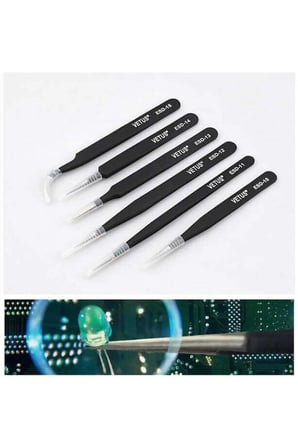 6 Parça Hassas Elektronik Cımbız Seti Antistatik Çelik Tweezer Set