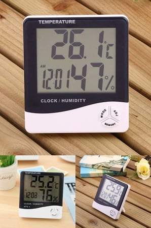 Çok Fonksiyonlu Lcd Dijital Ekranlı Duvar Ve Masaya Uygun Standlı Nem Saat Derece Özellik Termostat