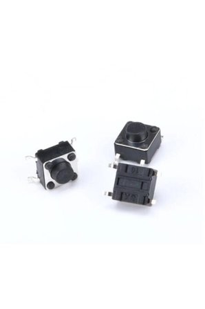 10 Adet 4 Pinli Push Buton - Siyah (6x6x5 Mm) Smd Push Buton - Tact Switch
