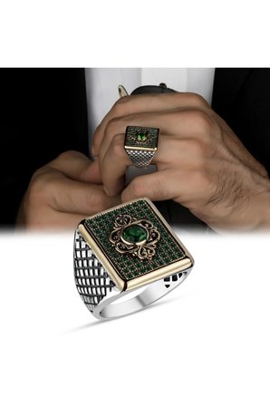 Mikro Zirkon Taşlı 925 Ayar Gümüş Erkek Yüzük