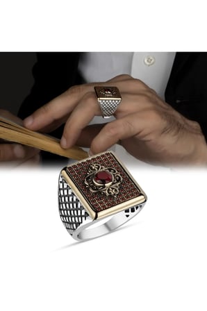 Mikro Zirkon Taşlı 925 Ayar Gümüş Erkek Yüzük