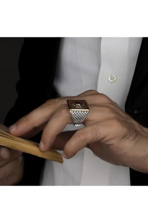 Mikro Zirkon Taşlı 925 Ayar Gümüş Erkek Yüzük
