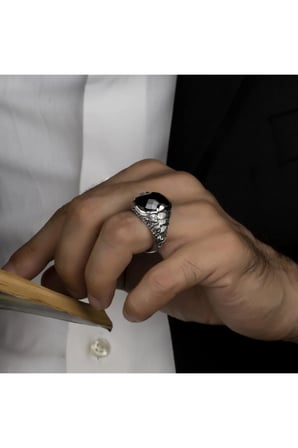 Zirkon 925 Ayar Gümüş Erkek Yüzük