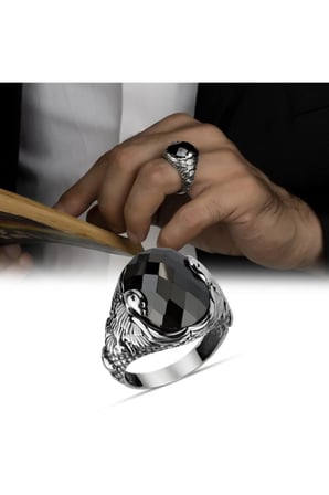 Zirkon 925 Ayar Gümüş Erkek Yüzük