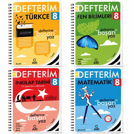ARI YAYINLARI 8. SINIF TÜRKÇE MATEMATİK FEN BİL. İNKILAP TARİHİ 4LÜ LGS DEFTER SET