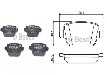 Ford S-Max 2006 Sonrası, Mondeo IV 2007 Sonrası, Kuga 2008 Sonrası, Galaxy III 2006 Sonrası / Volvo S80 II 2006 Sonrası, V70 2006 Sonrası, XC70 2006 Sonrası / Land Rover Freelander II 2007 Sonrası Arka Fren Balatası (Bosch1)