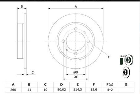 Volvo C70 1995 Sonrası Space Star 1998 Sonrası S40 1995 Sonrası V40 1995 Sonrası Arka Fren Diski 260 mm Düz (Bosch)