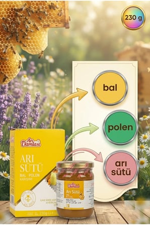 Arı Sütü Bal Polen Karışımı 230 g x 2'li Ekonomik Paket | Çiftli Avantajlı Alışveriş Fırsatı | Premium İçerik | Uzun Süreli Kullanım İçin İdeal