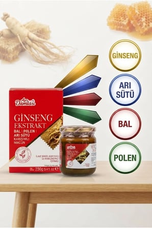 Premium Ginseng Ekstrakt Macunu | Ginseng, Arı Sütü, Bal ve Polen İçeren Özel Formül | 230 g