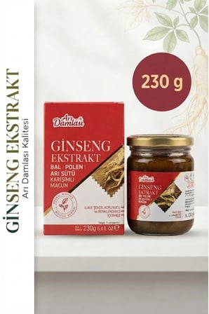 Premium Ginseng Ekstrakt Macunu | Ginseng, Arı Sütü, Bal ve Polen İçeren Özel Formül | 230 g
