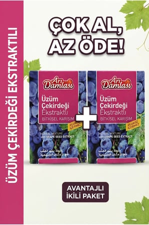 2 Adet Üzüm Çekirdeği Ekstraktlı Bitkisel Karışım 230 g x 2 | Ekonomik Avantaj Paketi | İki Ürün Bir Arada, Daha !