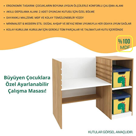 Ayarlanabilir Çalışma Masası | %100 MDF | Ergonomik ve Modern Tasarım