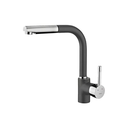 Teka Stone 50 B-TG Granit Metalik Siyah Evye, ARK 938 Spiralli Metalik Siyah Armatür