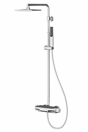 Perla Termostatik 3 Yönlü Duş Kolonu-Krom/Siyah Cam