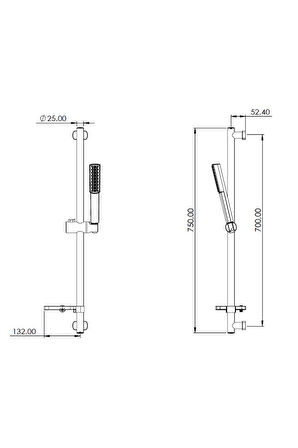 Ganj Sürgülü Duş Seti Stick-Siyah