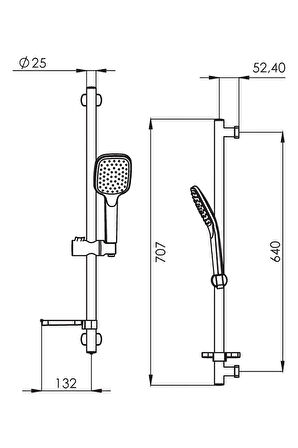 Ganj Sürgülü Duş Seti Veno-Krom