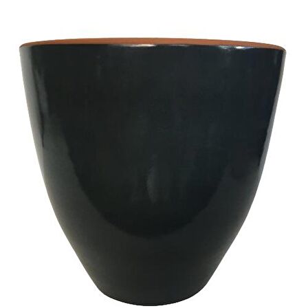 ANTRASİT RENK SIRLI , EL YAPIMI TOPRAK SAKSI (29*29 CM)