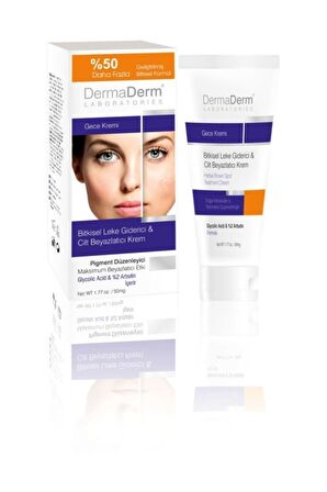 Dermaderm Tüm Cilt Tipleri İçin Leke Karşıtı SPF 50 Gündüz Leke Kremi & Gece Kremi  2x100 ml 