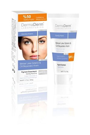 Dermaderm Tüm Cilt Tipleri İçin Leke Karşıtı SPF 50 Gündüz Leke Kremi & Gece Kremi  2x100 ml 