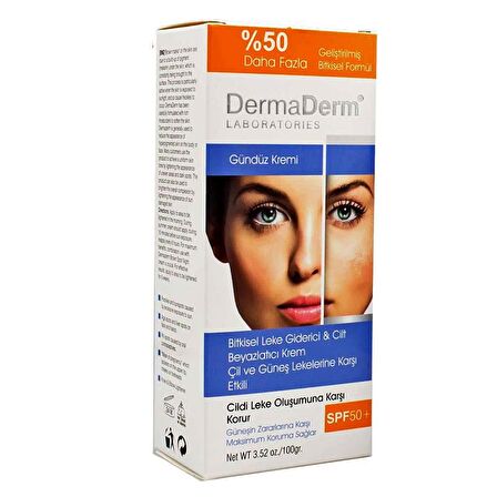 Dermaderm Tüm Cilt Tipleri İçin Leke Karşıtı SPF 50 Gündüz Leke Kremi & Gece Kremi  2x100 ml 