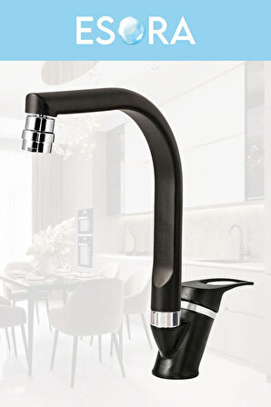Siyah Krom Balık Sırtı Mix Lavabo Bataryası 2 Yıl Garantili Sıcak Soğuk Aç Kapa Musluk Çeşme