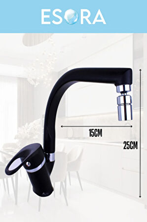 Siyah Krom Balık Sırtı Mix Lavabo Bataryası 2 Yıl Garantili Sıcak Soğuk Aç Kapa Musluk Çeşme