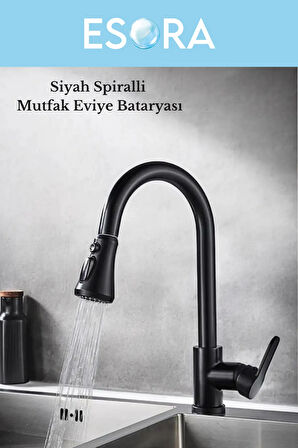 Siyah Spiralli Mutfak Bataryası Siyah Mutfak Dekor Musluk