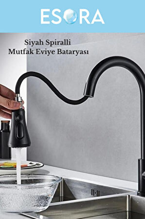Siyah Spiralli Mutfak Bataryası Siyah Mutfak Dekor Musluk