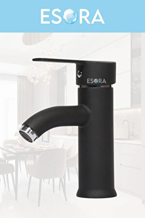 Siyah Krom Kartal Sabit Lavabo Musluğu Bataryası 2 Yıl Garantili