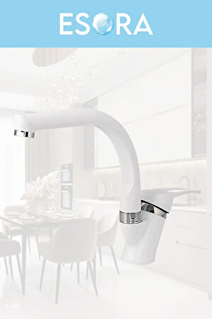 Beyaz Balık Sırtı Mix Lavabo Bataryası Çift Su Grişli Çeşme Banyo Musluğu Çeşmesi 2 Yıl Garantili