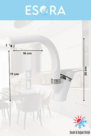Beyaz Balık Sırtı Mix Lavabo Bataryası Çift Su Grişli Çeşme Banyo Musluğu Çeşmesi 2 Yıl Garantili