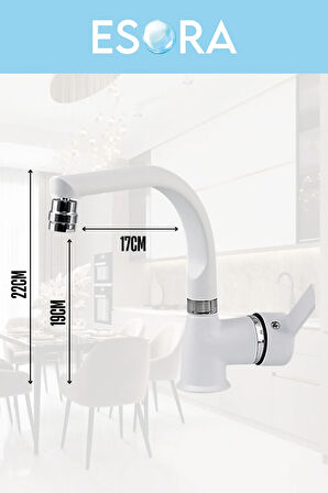 Beyaz Balık Sırtı Delta Lavabo Bataryası Oynar Başlıklı Çift Su Girişli Lavabo Musluğu Çeşme