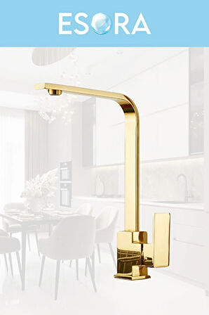 Gold Kare Mutfak Lavabo Bataryası Aç Kapa 2 Yıl Garantili