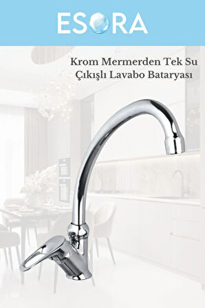 Krom Mermerden Tek Su Çıkışlı Lavabo Bataryası