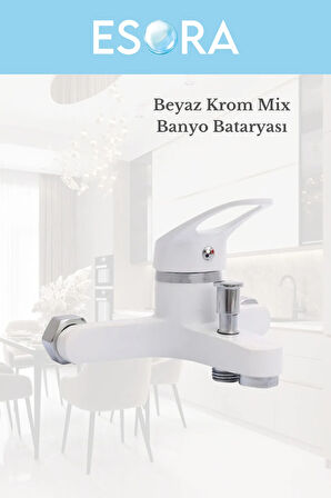 Beyaz Krom Mix Banyo Bataryası