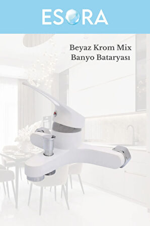Beyaz Krom Mix Banyo Bataryası